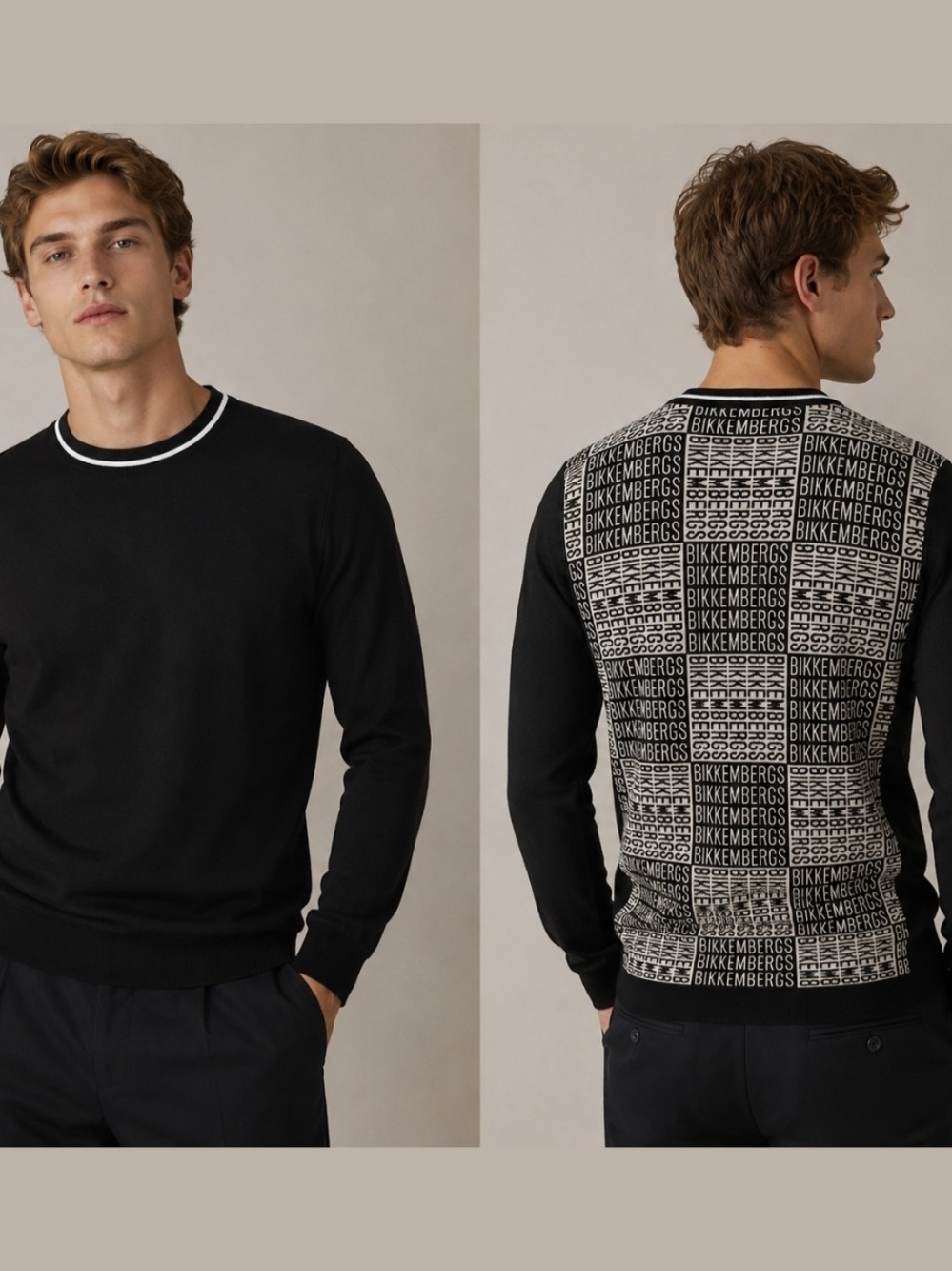 Dirk Bikkembergs Black knit Men sweater pullover Silk/Cotton crewneck Minimalist